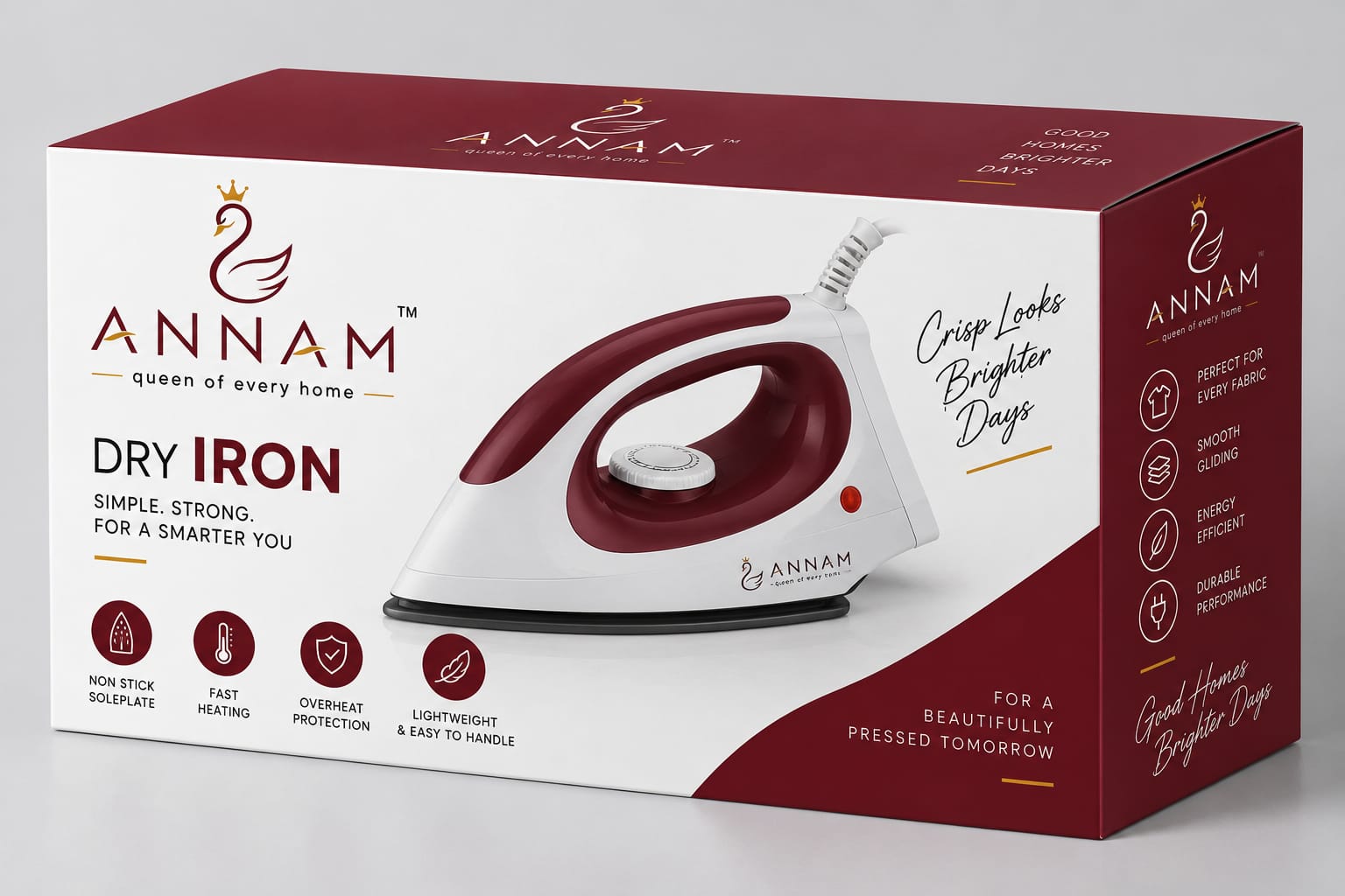 Dry Iron Box (1000W Non-Stick)